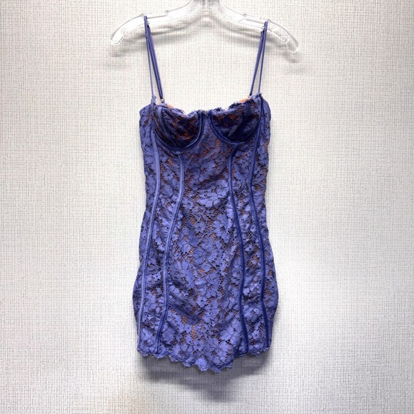 House of CB Dresses & Skirts - House of CB Corset Mini Dress Womens M Purple Lace Bodycon Coquette Regencycore
